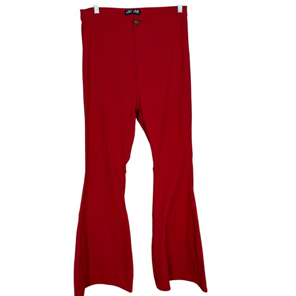 JC & JQ Jeans XL Red Flare Leg Stretch High Waist Retro Style 2000s - Picture 1 of 10